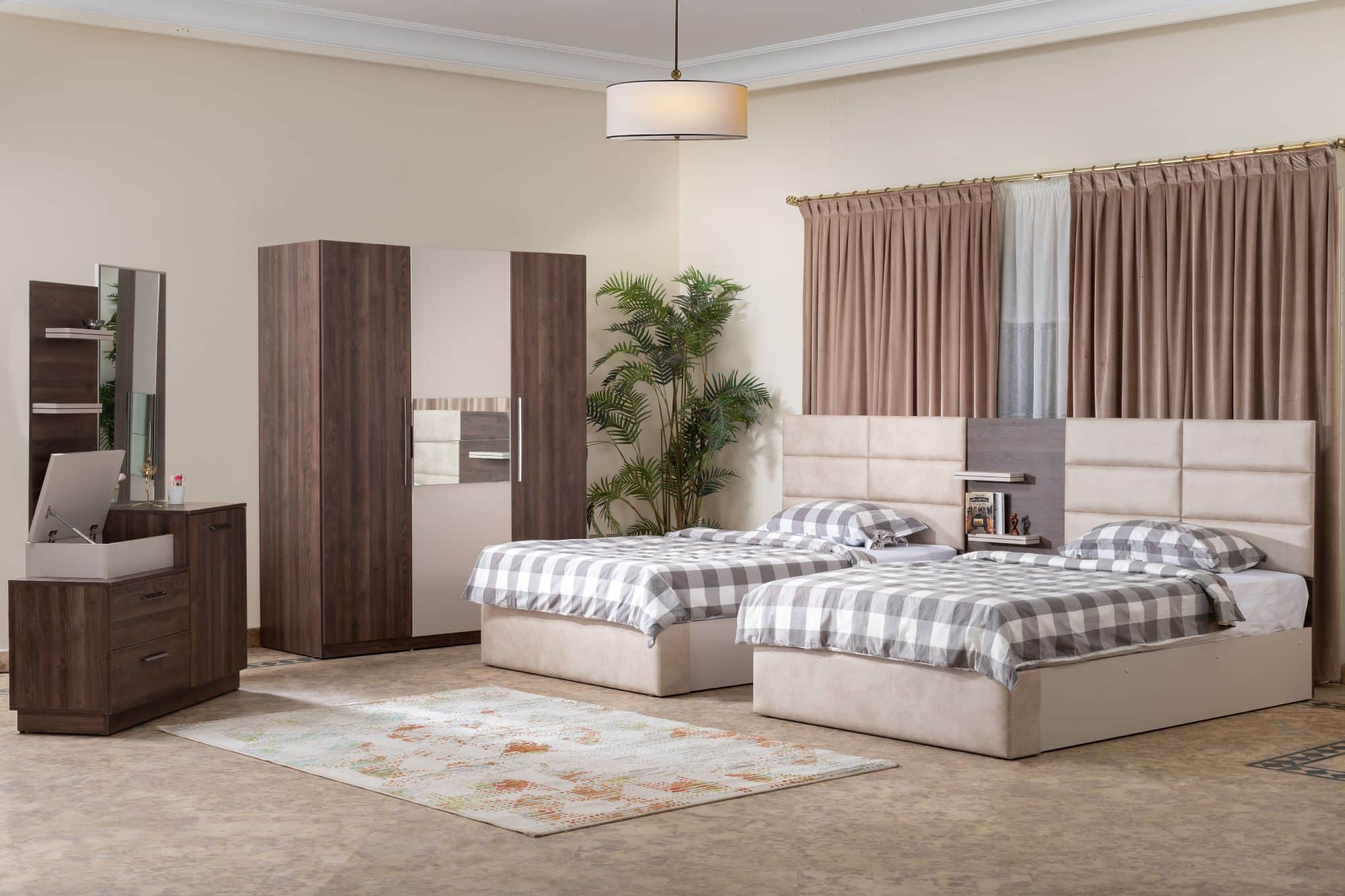 غرفة نوم شبابي "مودرن توين" من خشب الكونتر  – F201